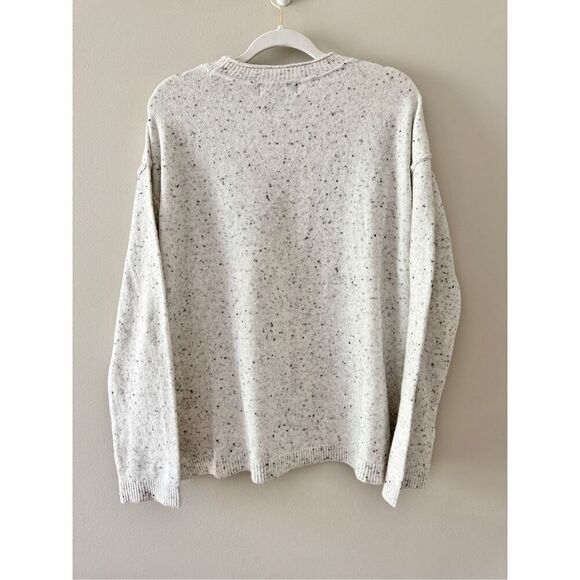 DKNY Sweater Size Large Crewneck Pullover White Speckled Long Sleeve - Picture 3 of 10